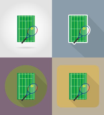 Ikonen-Vektorillustration des Tennisplatzes flache vektor