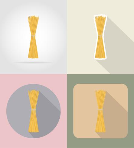 Teigwarenspaghetti-Lebensmittel und flache Ikonen der Gegenstände vector Illustration
