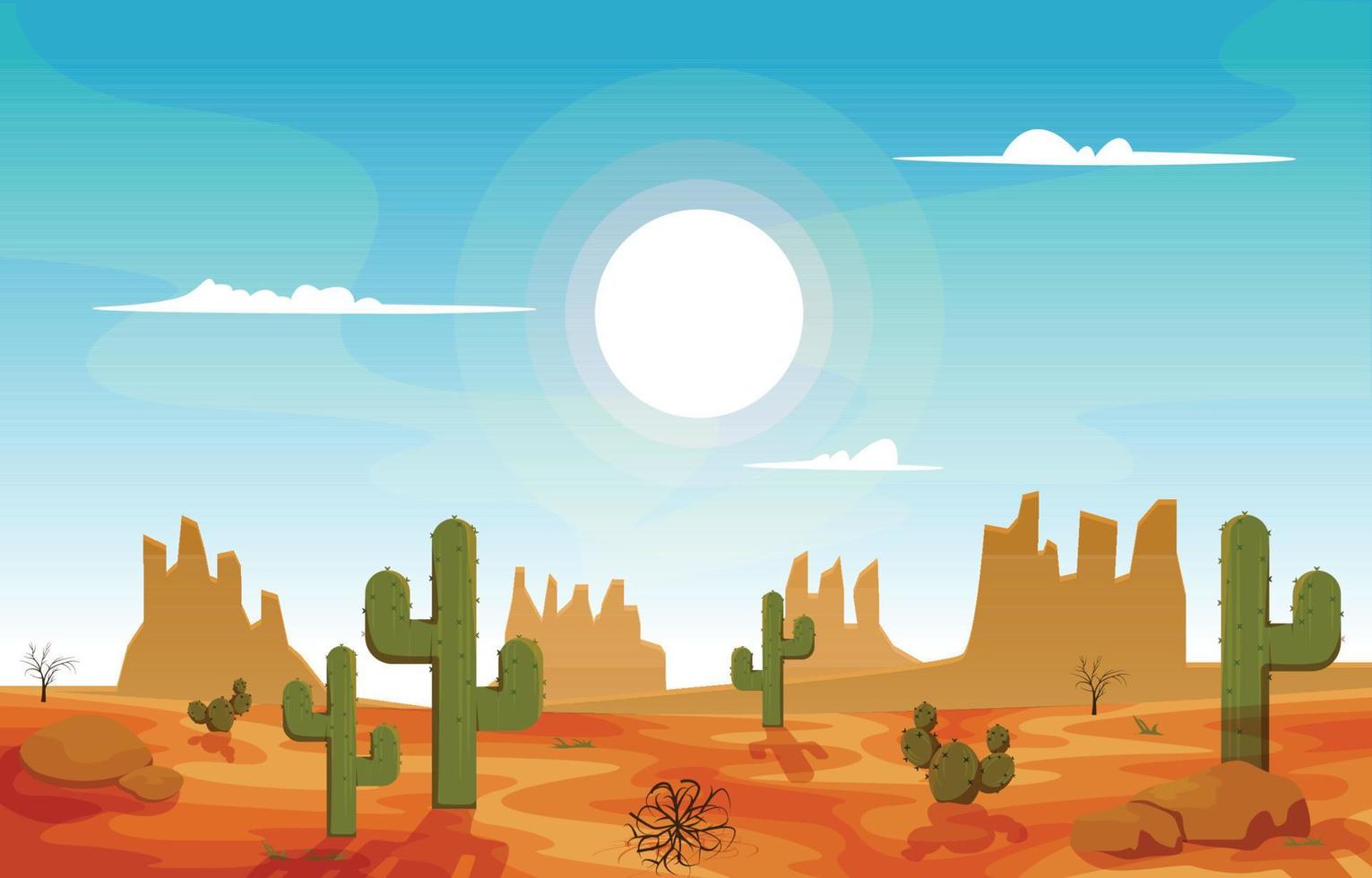 texas kalifornien mexico öken land kaktus resa vektor platt designillustration