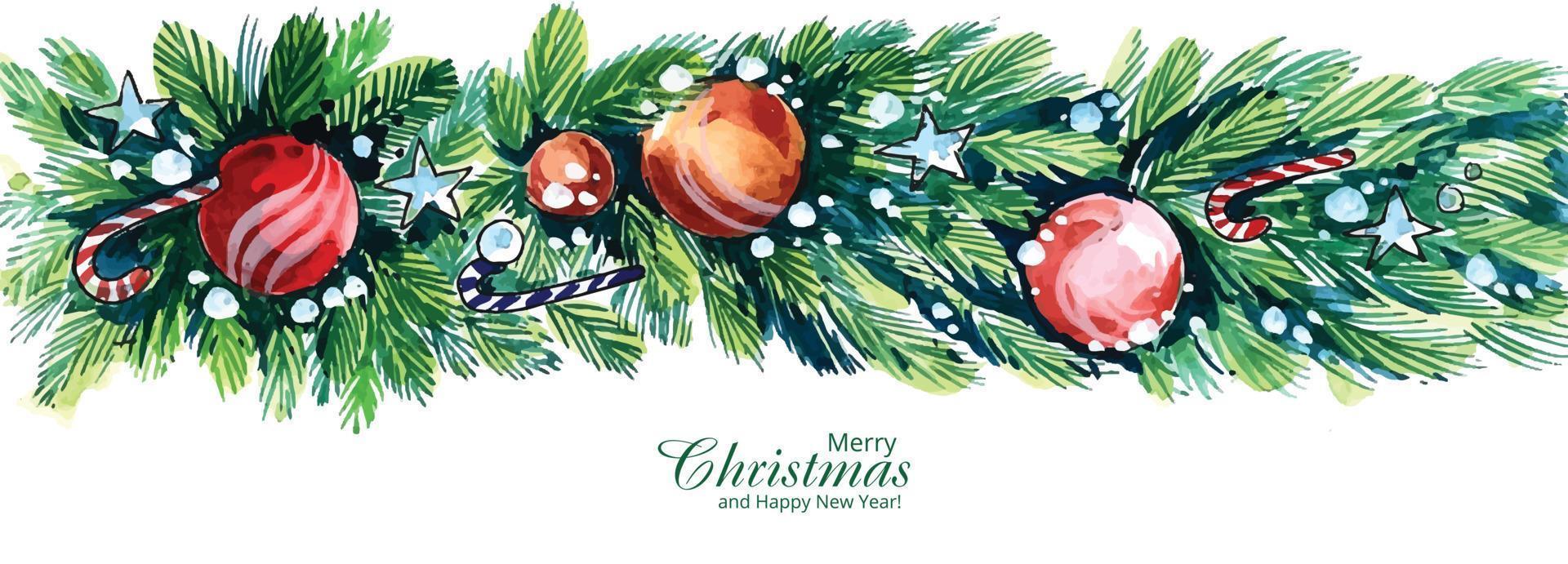 dekoratives Weihnachtskranz-Banner-Kartendesign vektor