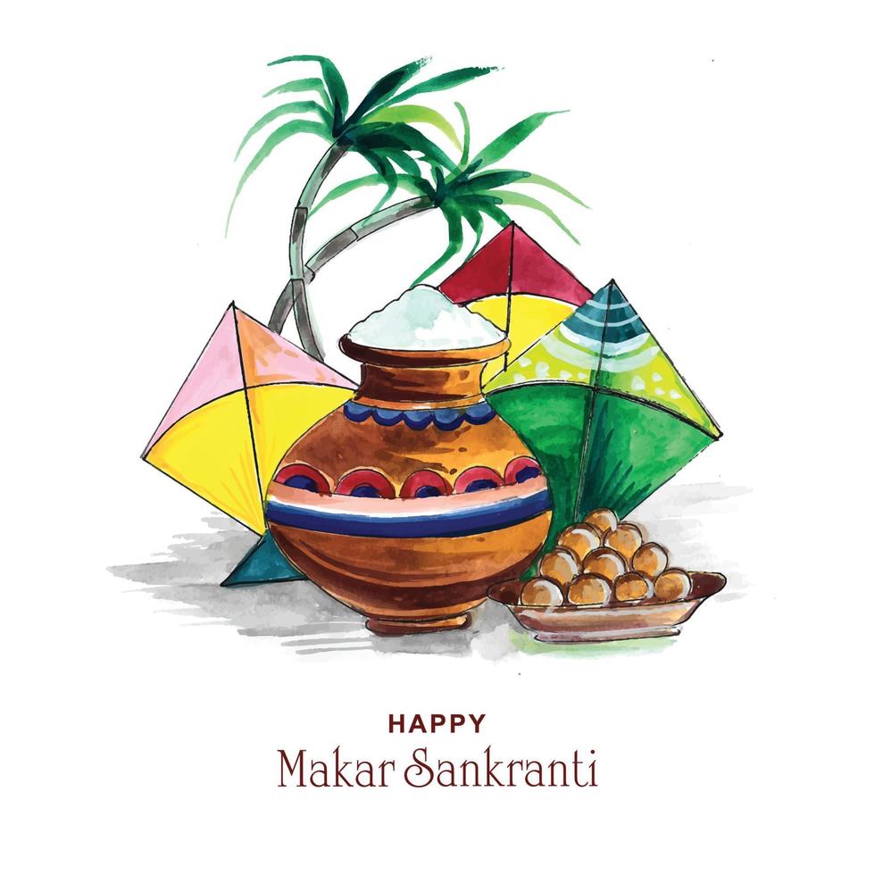 glad makar sankranti holiday india festival bakgrund vektor