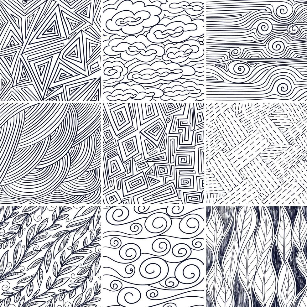 abstrakt hand Rita doodle mönster set design vektor
