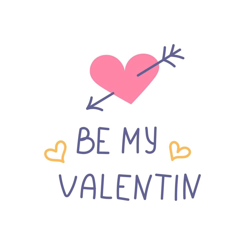 Herz mit einem Pfeil mit der Aufschrift sei mein Valentinstag, flache Vektorgrafik vektor