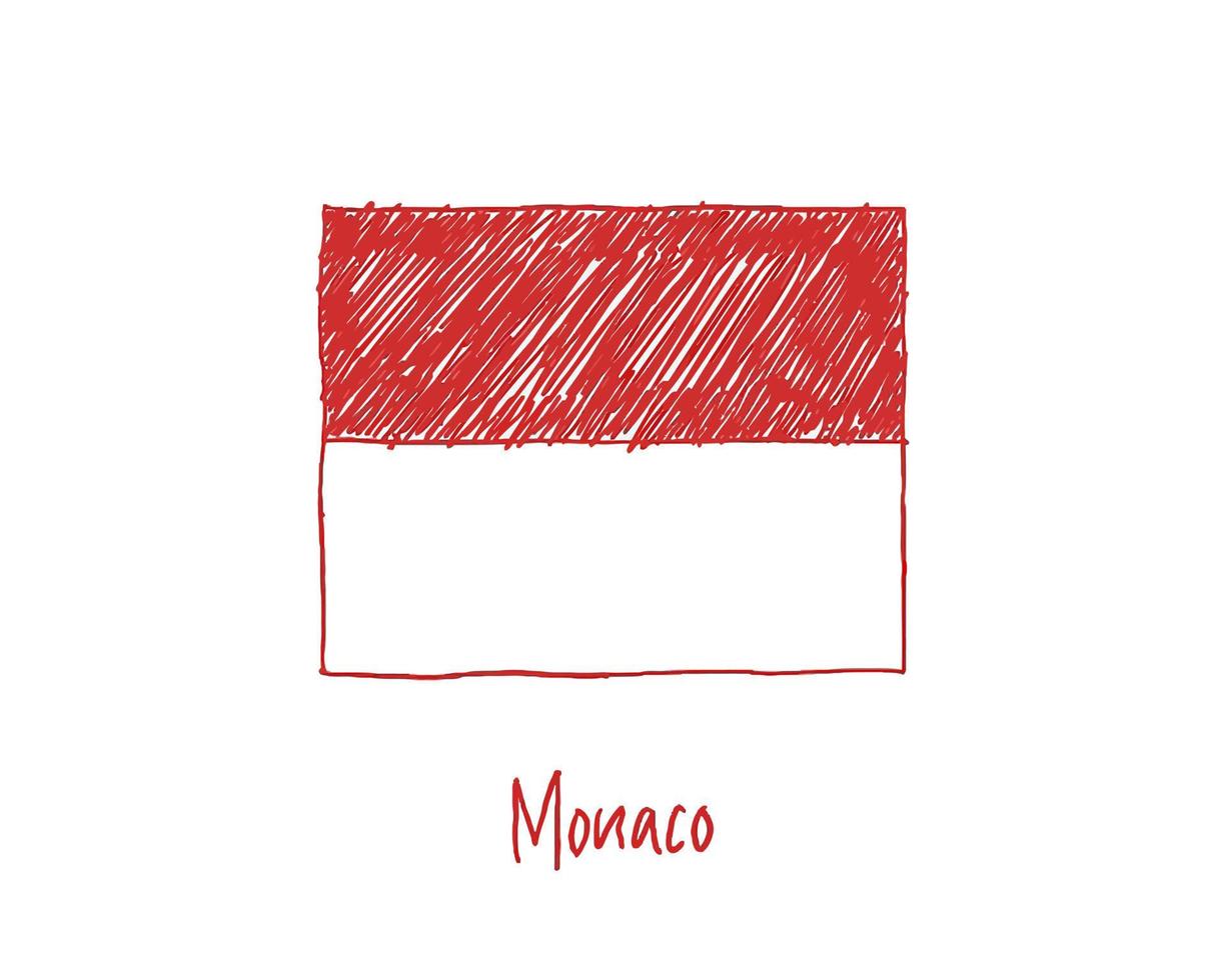 monaco flagga markör eller pennskiss illustration vektor