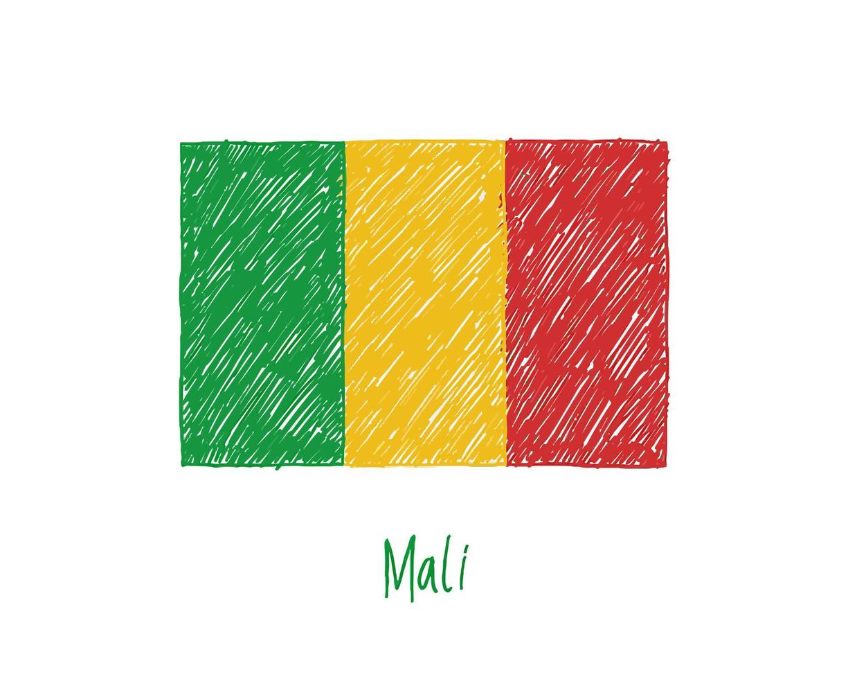 Mali-Flaggenmarker oder Bleistiftskizze Illustrationsvektor vektor