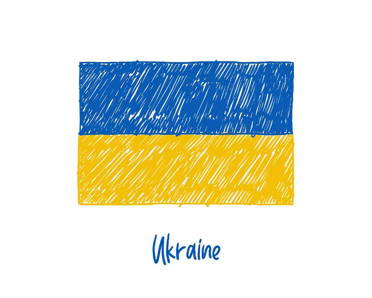 ukrainska flaggan markör whiteboard eller pennskiss illustration vektor