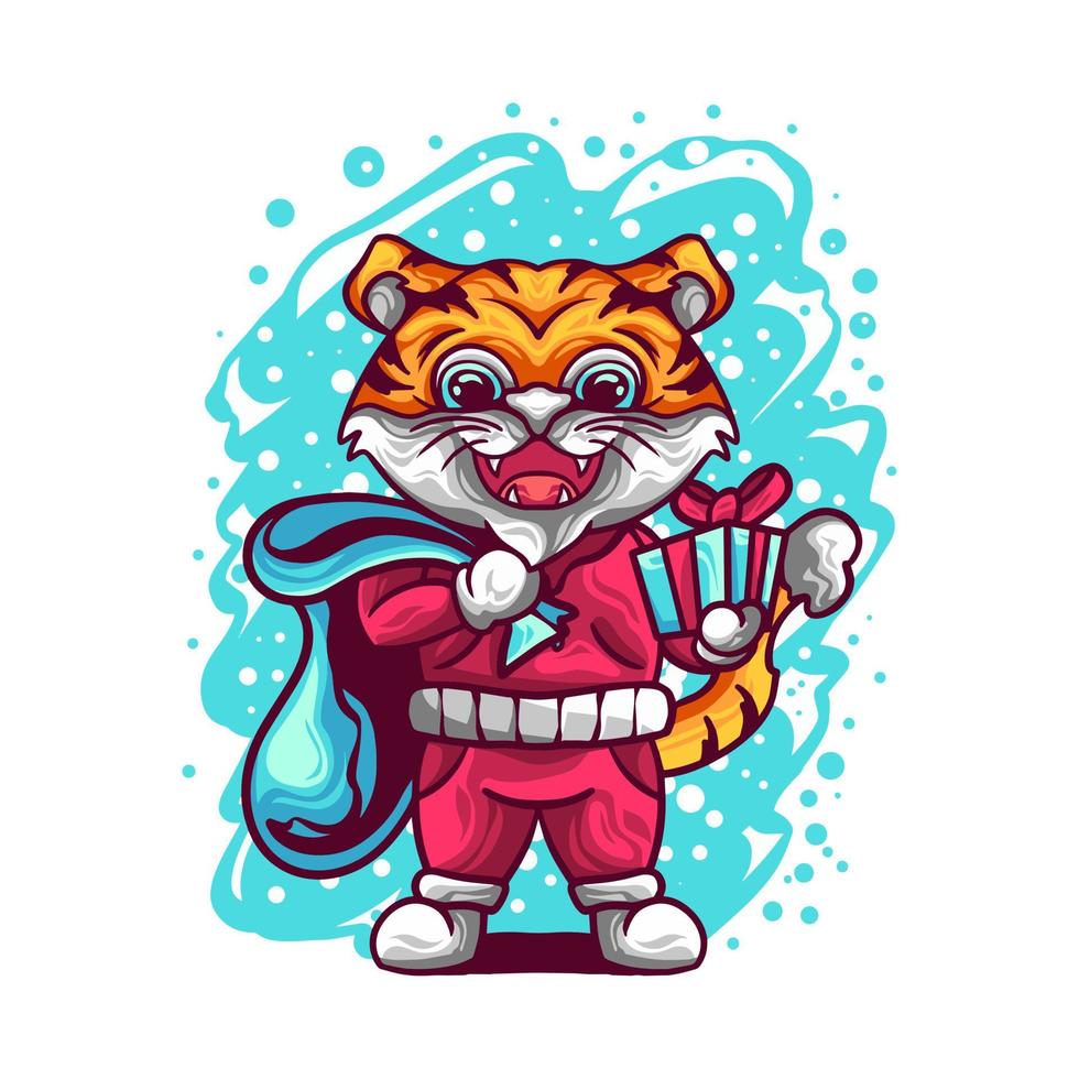 tiger santa claus illustration vektor