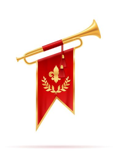 kung kunglig gyllene horn trumpet vektor illustration