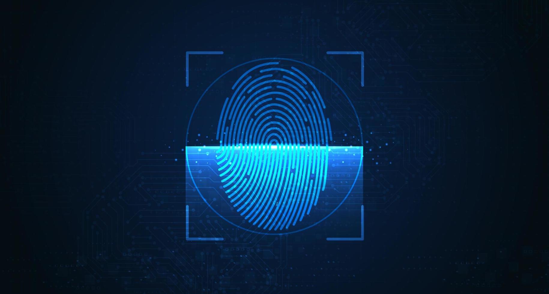Laserscanning des Fingerabdrucks der digitalen biometrischen Sicherheitstechnologie. Low-Poly-Draht-Umriss geometrisch. Illustrationsvektordesign. vektor