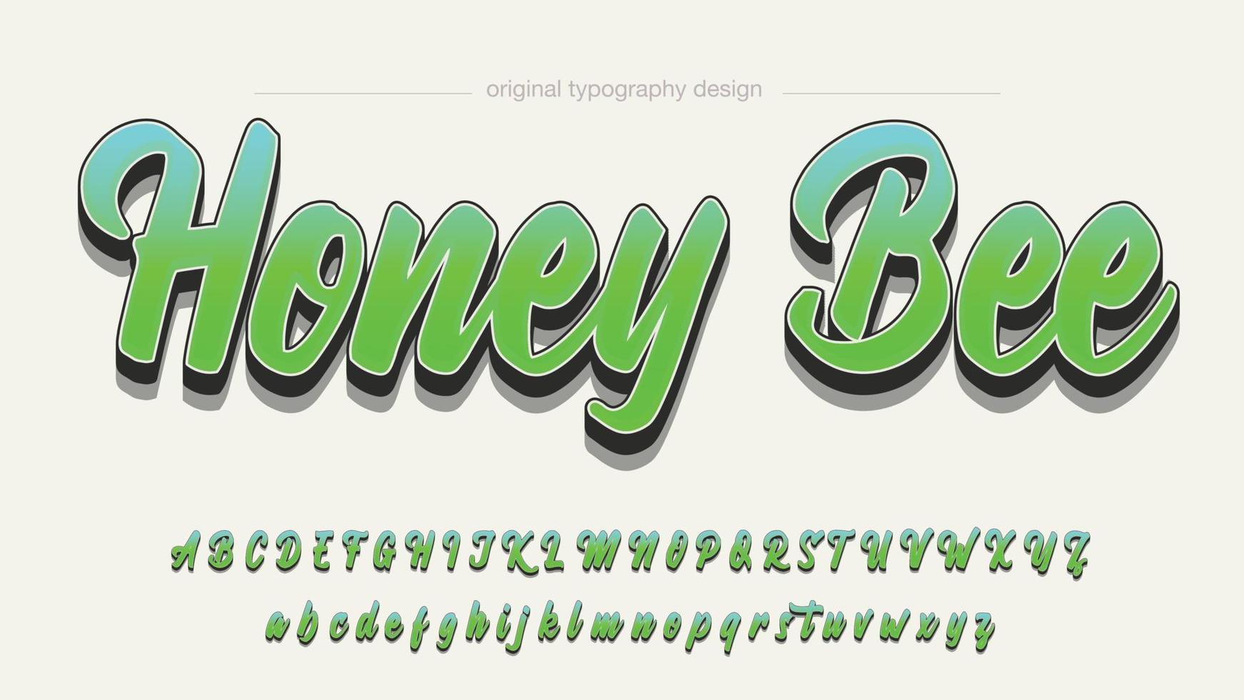 grüne 3d süße handgeschriebene Typografie-Schriftart vektor