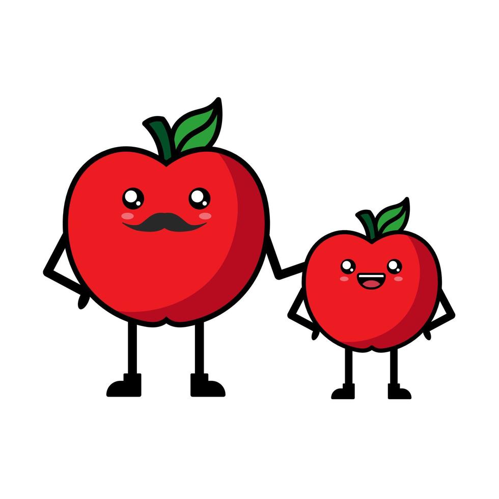 süße Apfel-Cartoon-Illustration vektor