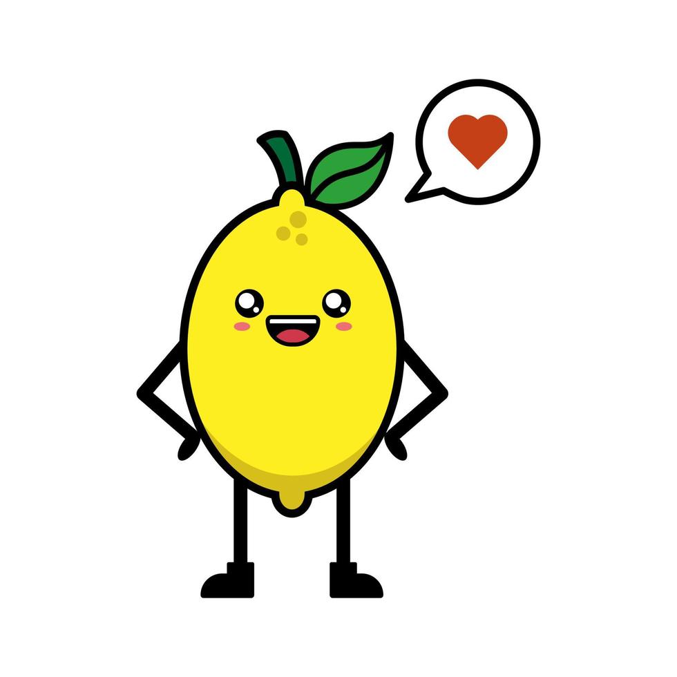 söt citron frukt tecknad illustration vektor