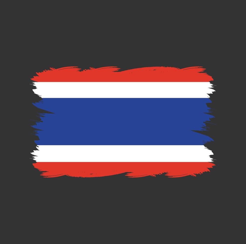 thailands flagga med akvarellpensel vektor