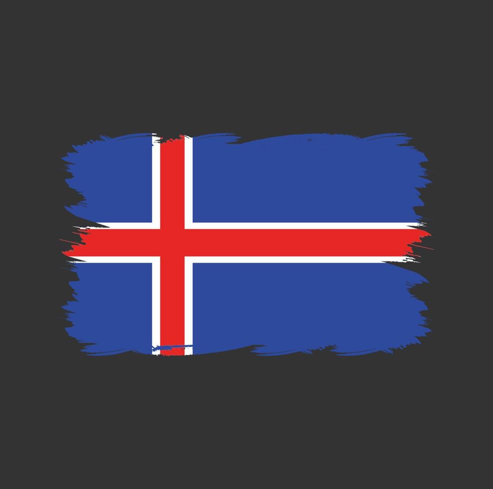 Island-Flagge mit Aquarellpinsel vektor