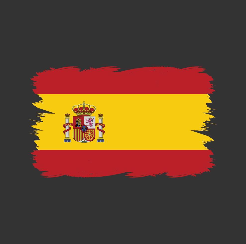 spanien flagga med akvarellborste vektor