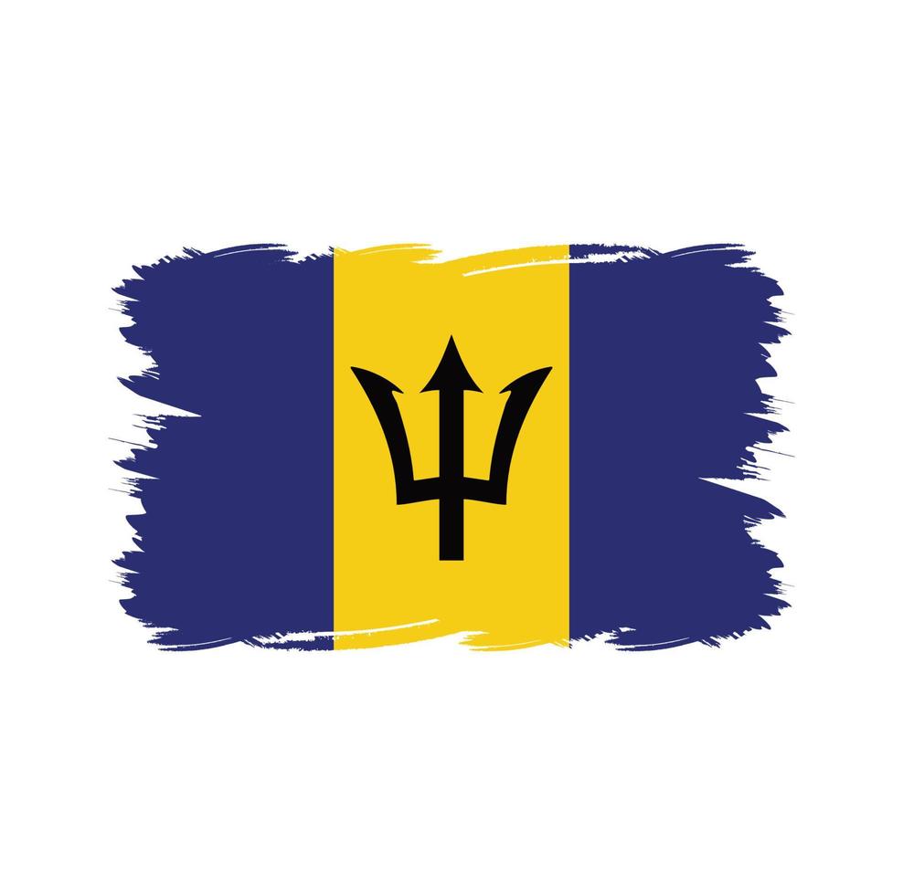 Barbados-Flagge mit Aquarellpinsel vektor