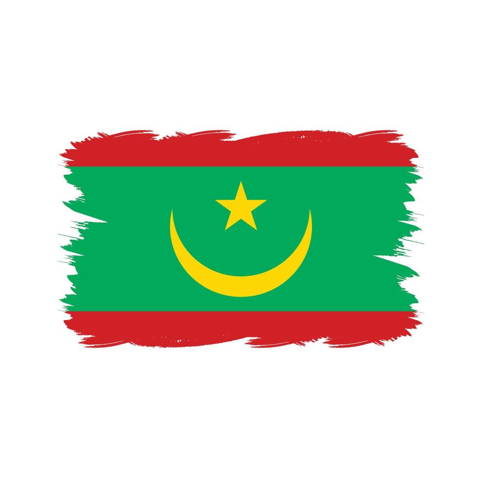 Mauretaniens flagga med akvarellpensel vektor