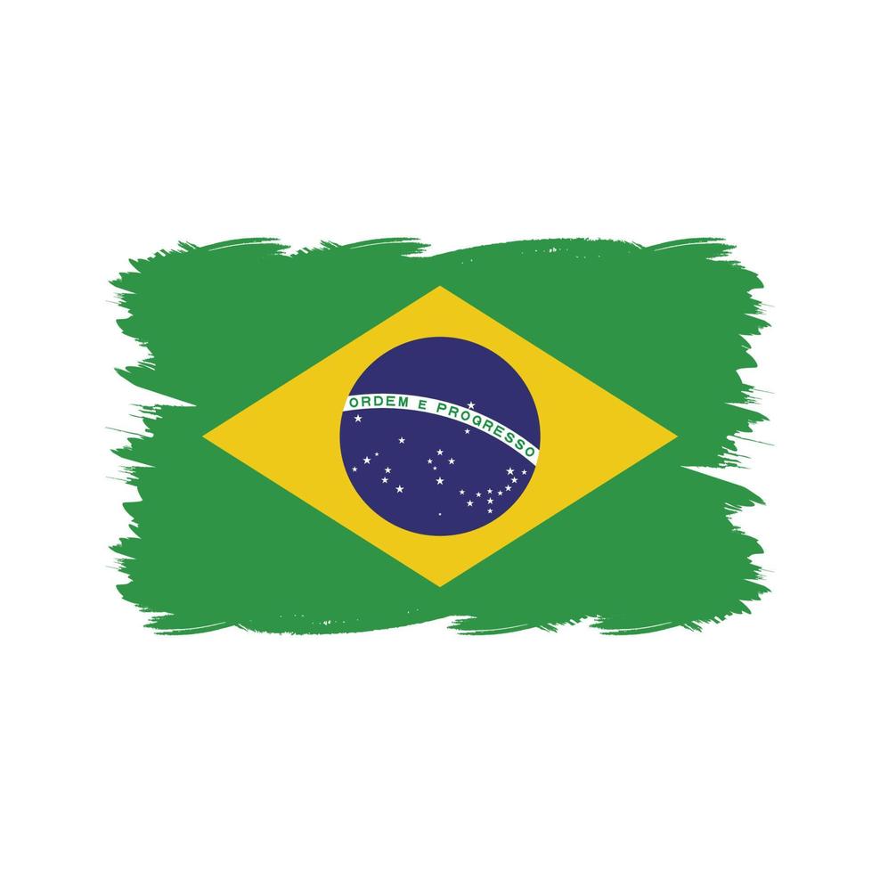 Brasilien-Flagge mit Aquarellpinsel vektor