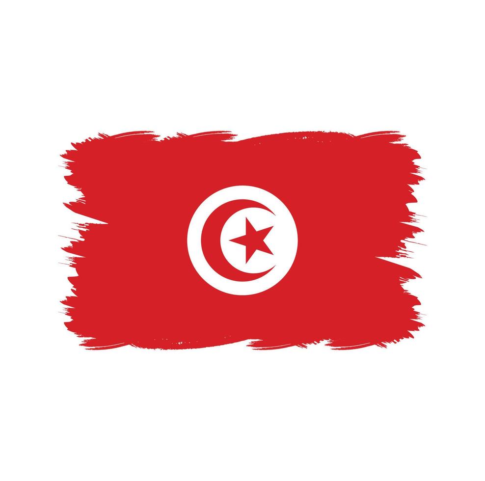 Tunesien-Flagge mit Aquarellpinsel vektor