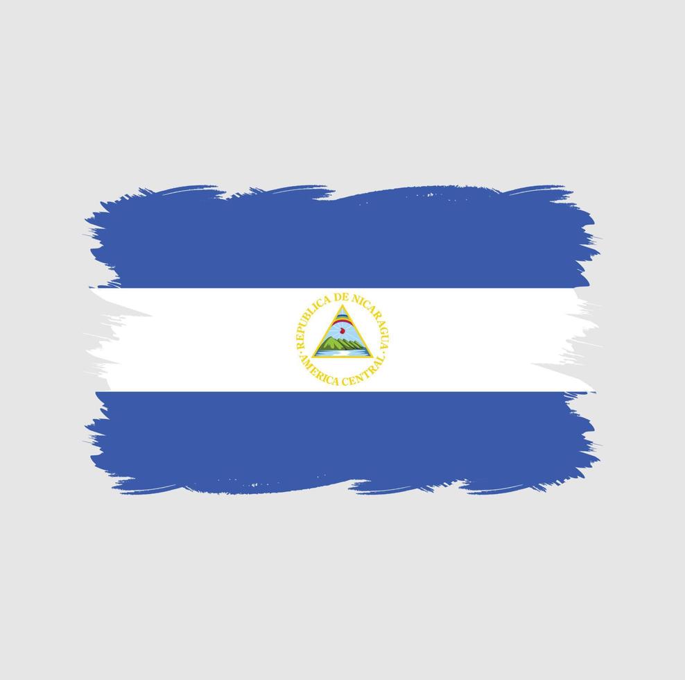 Nicaragua-Flagge mit Aquarellpinsel vektor