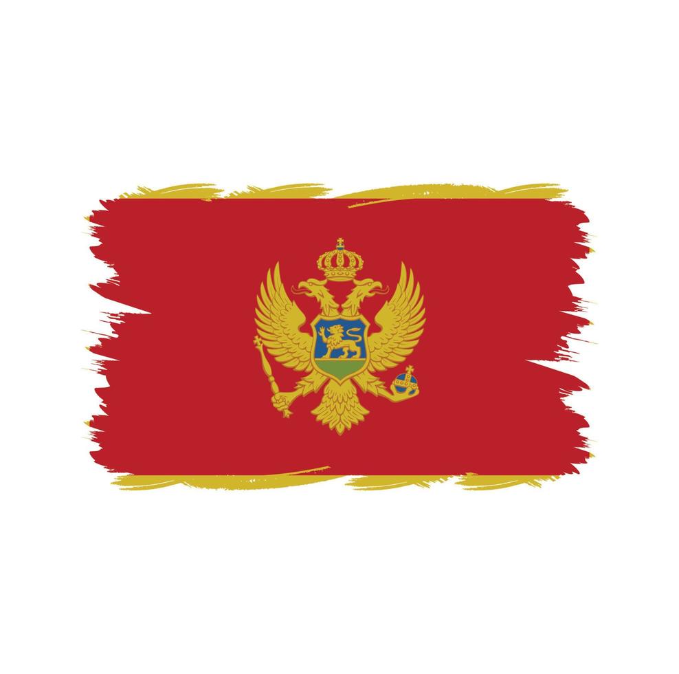 montenegro flagga med akvarell pensel vektor