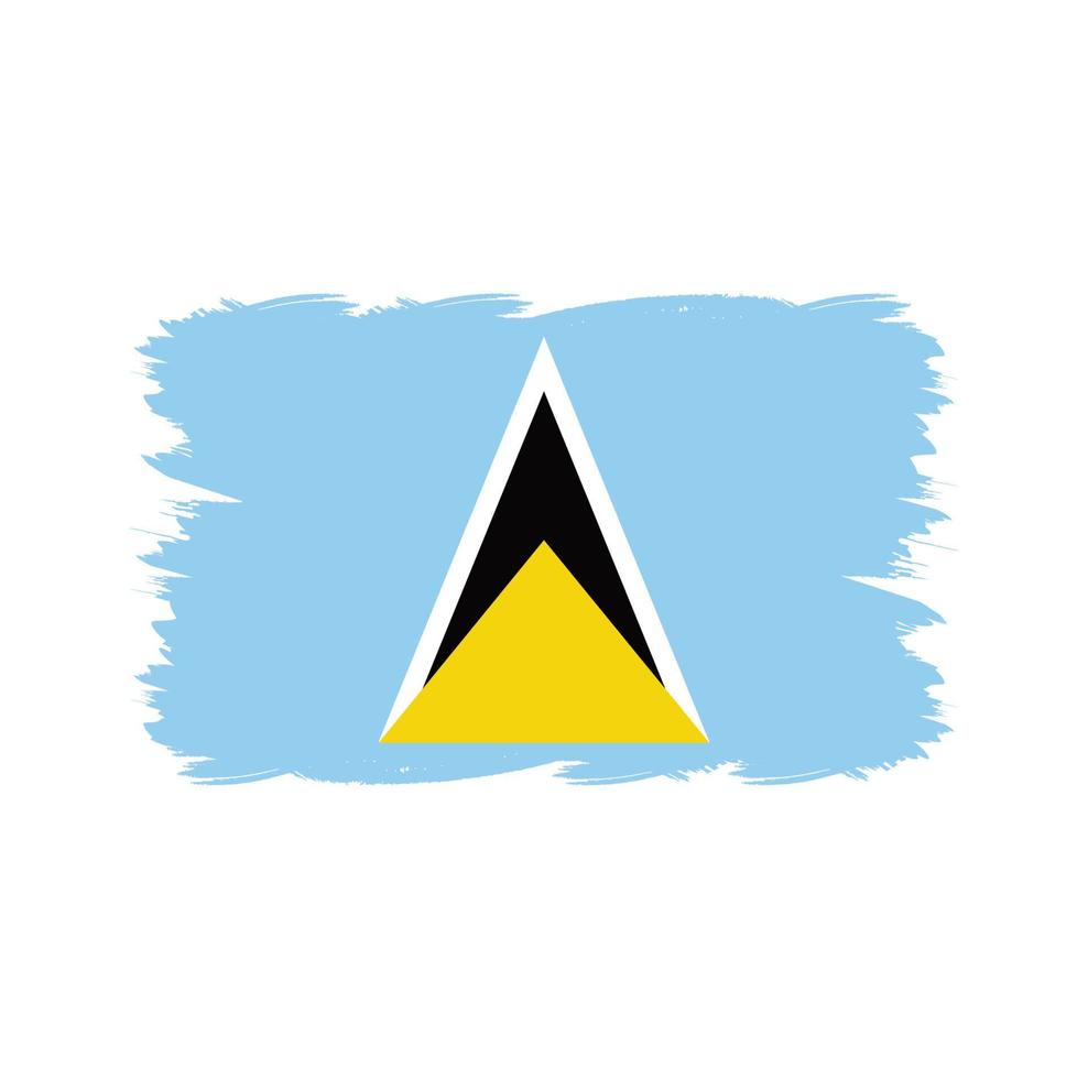 Saint Lucia Flagge mit Aquarellpinsel vektor