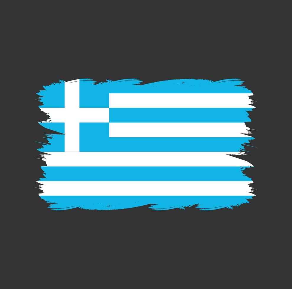Greklands flagga med akvarellpensel vektor