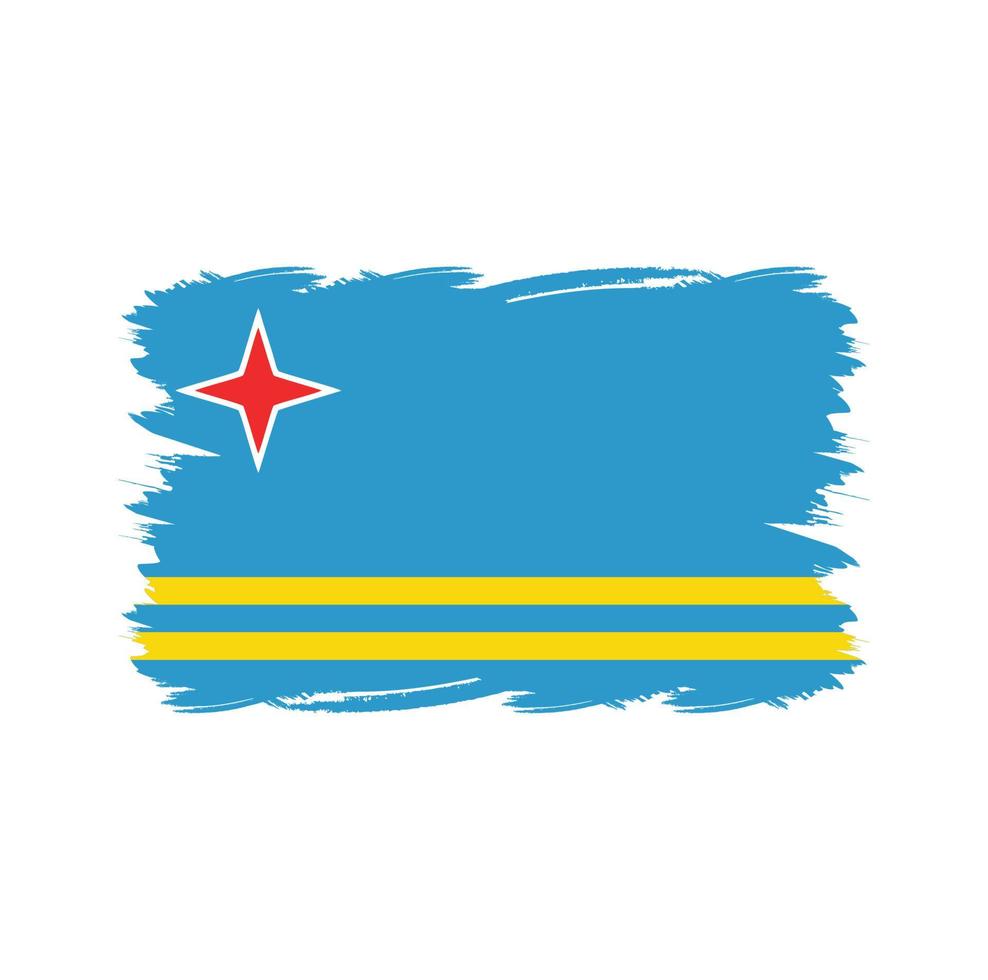 Aruba flagga med akvarell pensel vektor