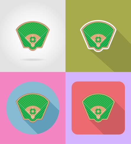 baseball fält platta ikoner vektor illustratio