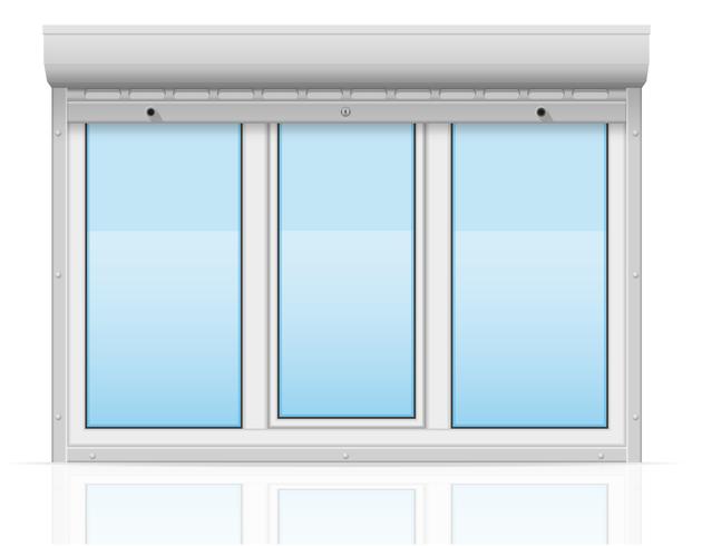 Kunststofffenster hinter Metall perforierte Rollläden Vektor-Illustration vektor