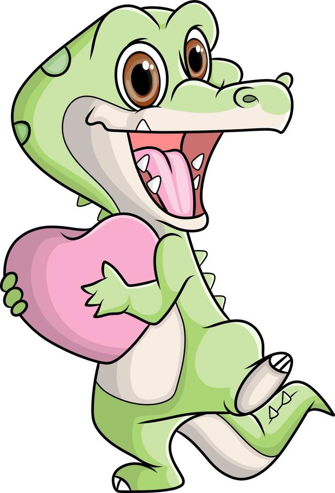 den glada krokodilen är exalterad över att fira alla hjärtans dag vektor