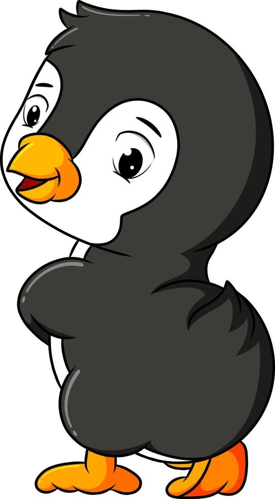 der süße Pinguin zeigt den kleinen Schwanz vektor