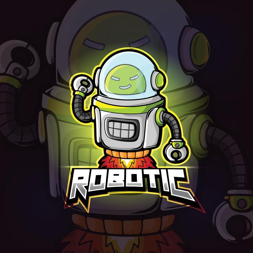 Roboter-Maskottchen-Esport-Logo-Design vektor