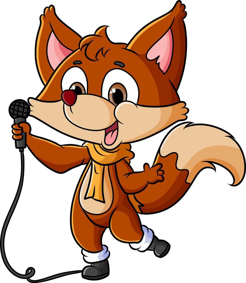 der Fuchs singt und sehr fröhlich vektor