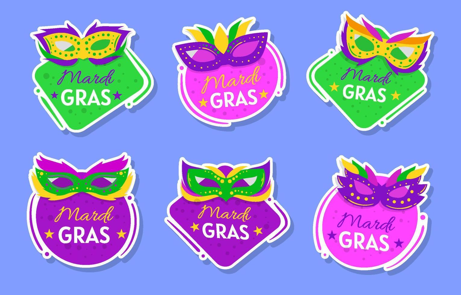 Mardi Gras Maske Sticker Set Sammlung vektor