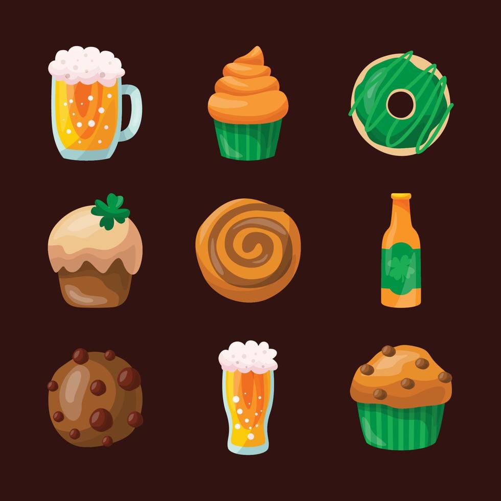 St. Patrick's Day Doodle Food Icon Collection vektor