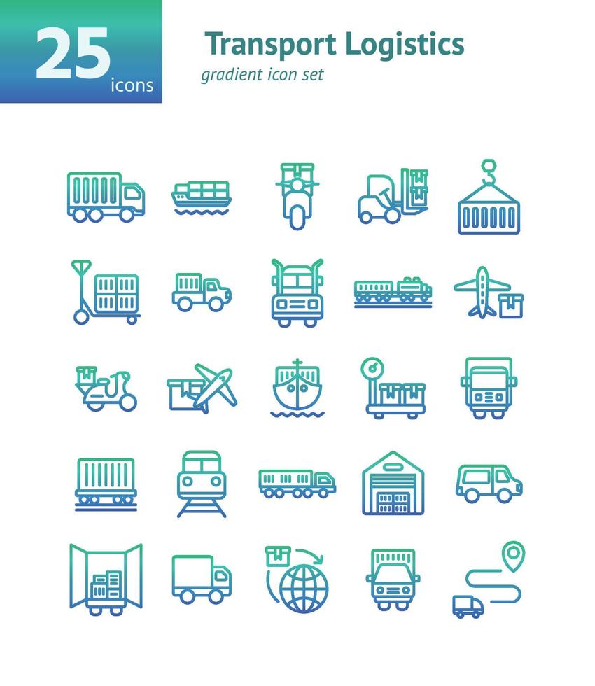 Transportlogistik-Gradienten-Icon-Set. vektor