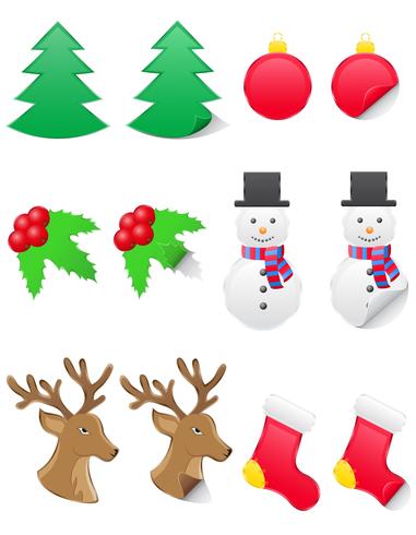ikoner etiketter för jul och nyår vektor illustration