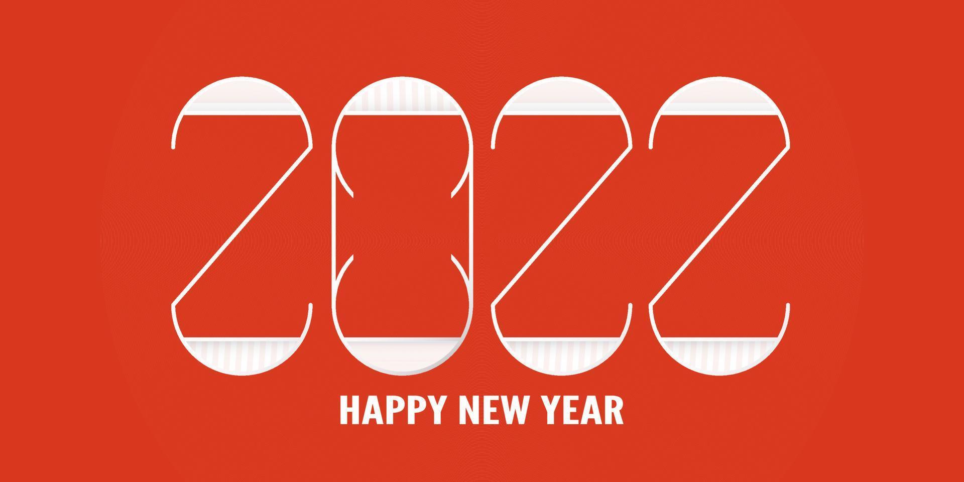 Frohes neues Jahr 2022. Template-Design für Cover-Buch, Banner, Einladung, Poster, Flyer. Vektorillustration im Scherenschnitt und im Handwerksstil. vektor