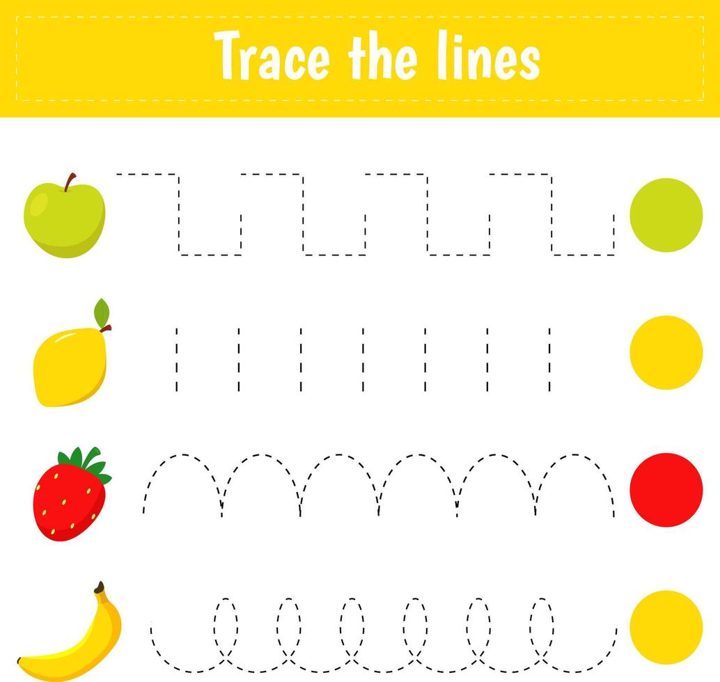 Verfolgen Sie die Linienspiele für die Kindererziehung. Aktivität auf einfacher Ebene vektor