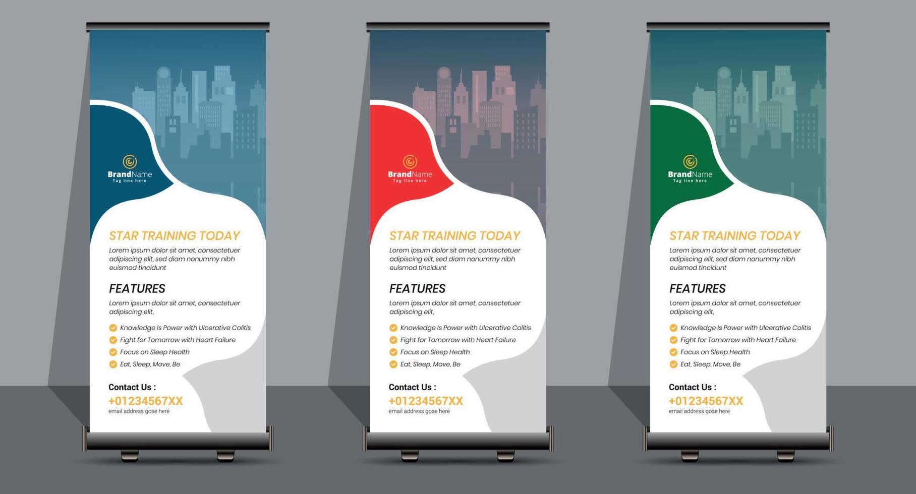 Creative Business Roll-Up-Signage-Banner-Vorlagen-Design. vektor