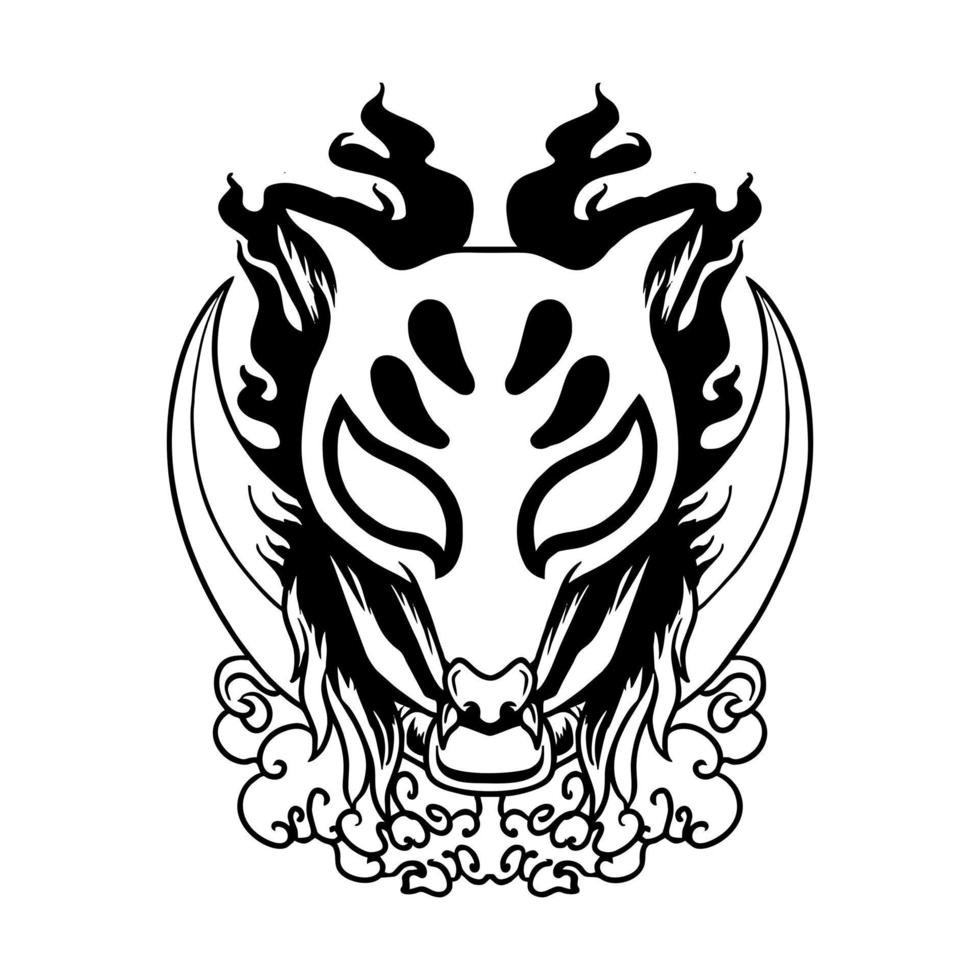 japansk räv kitsune mask vektorillustration vektor