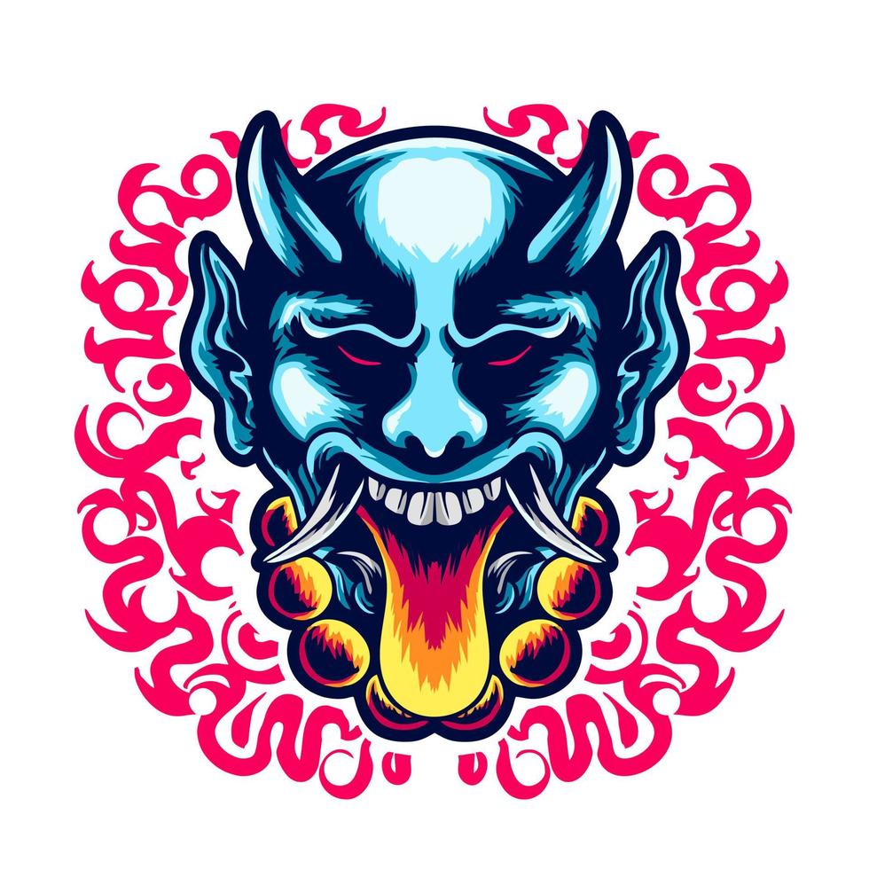 japanische Hannya-Maskenkopf-Vektorillustration vektor