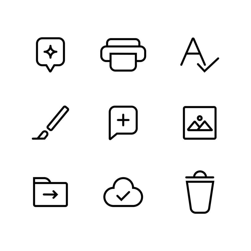 Icon-Set für Text- und Dokumentenverarbeitungsschnittstelle vektor