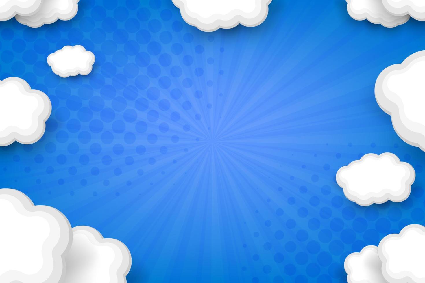 tecknad komisk moln kopia utrymme bakgrund på blå vektor