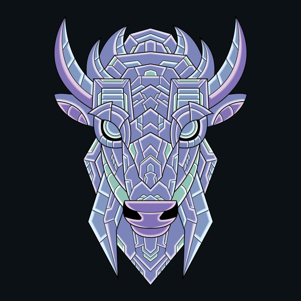 abstrakt färgglada prydnad doodle bison illustration tecknade koncept vektor. lämplig för logotyp, tapeter, banderoll, bakgrund, kort, bokillustration, t-shirtdesign, klistermärke, omslag, etc vektor