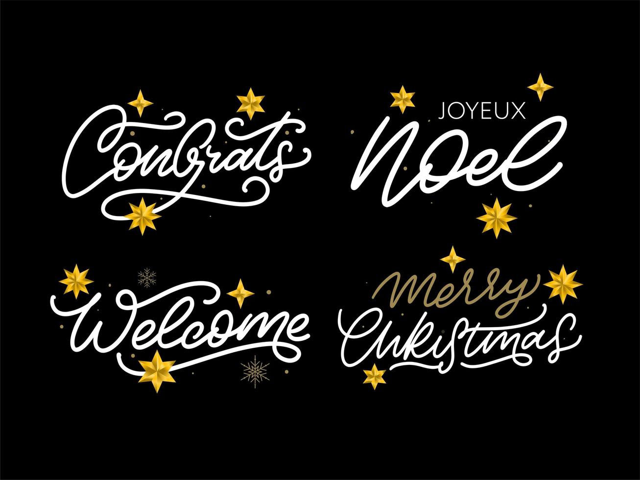 god jul nytt år 2022 bokstäver kalligrafi design set. vektor illustration