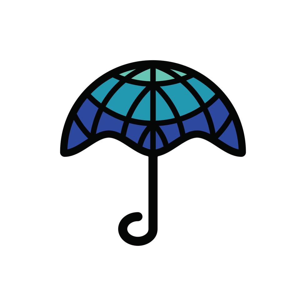 Doppelbedeutung Logo-Design-Kombination aus Regenschirm und Globus vektor