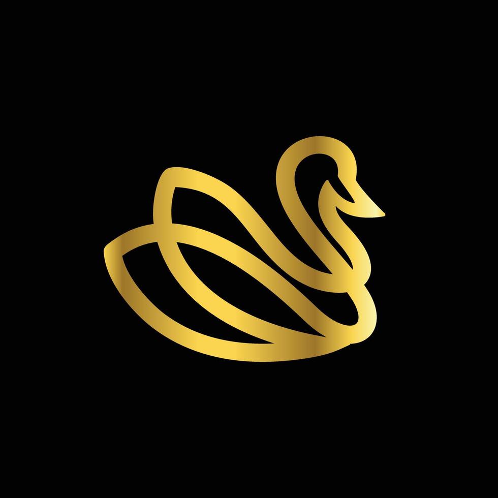 Schwan goldene Linie im Hintergrund schwarz, Vektor-Vorlage Logo-Design vektor