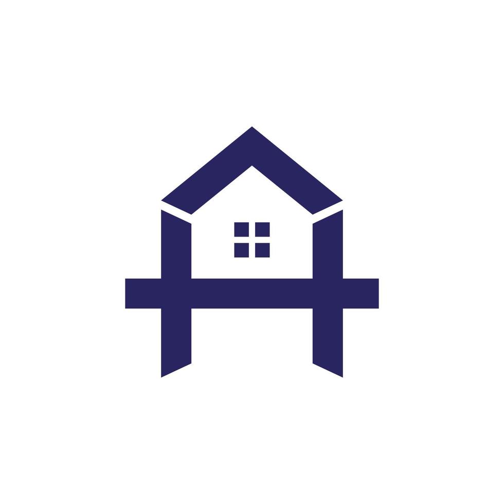 Kombinationsbuchstabe h und Zuhause mit flachem minimalistischem Stil in weißem Hintergrund, Vektor-Vorlagen-Logo-Design vektor
